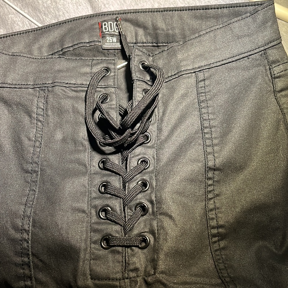 XS Black Urban Outfitters pants. Leather/Jean material BRAND NEW 😍 🚫🚬 or 🐶